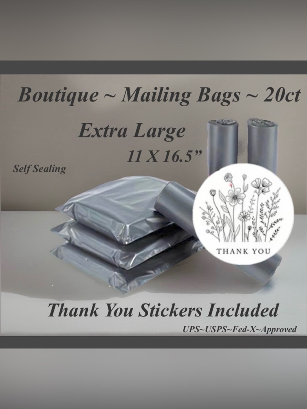 Ex. Large Poly Mailing BagsW/Thank You Stickers 20ct Bags & 20ct Stickers 〰️🆕〰️